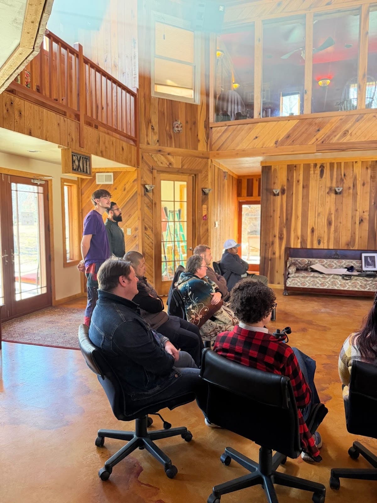 Community discussion in the lodge