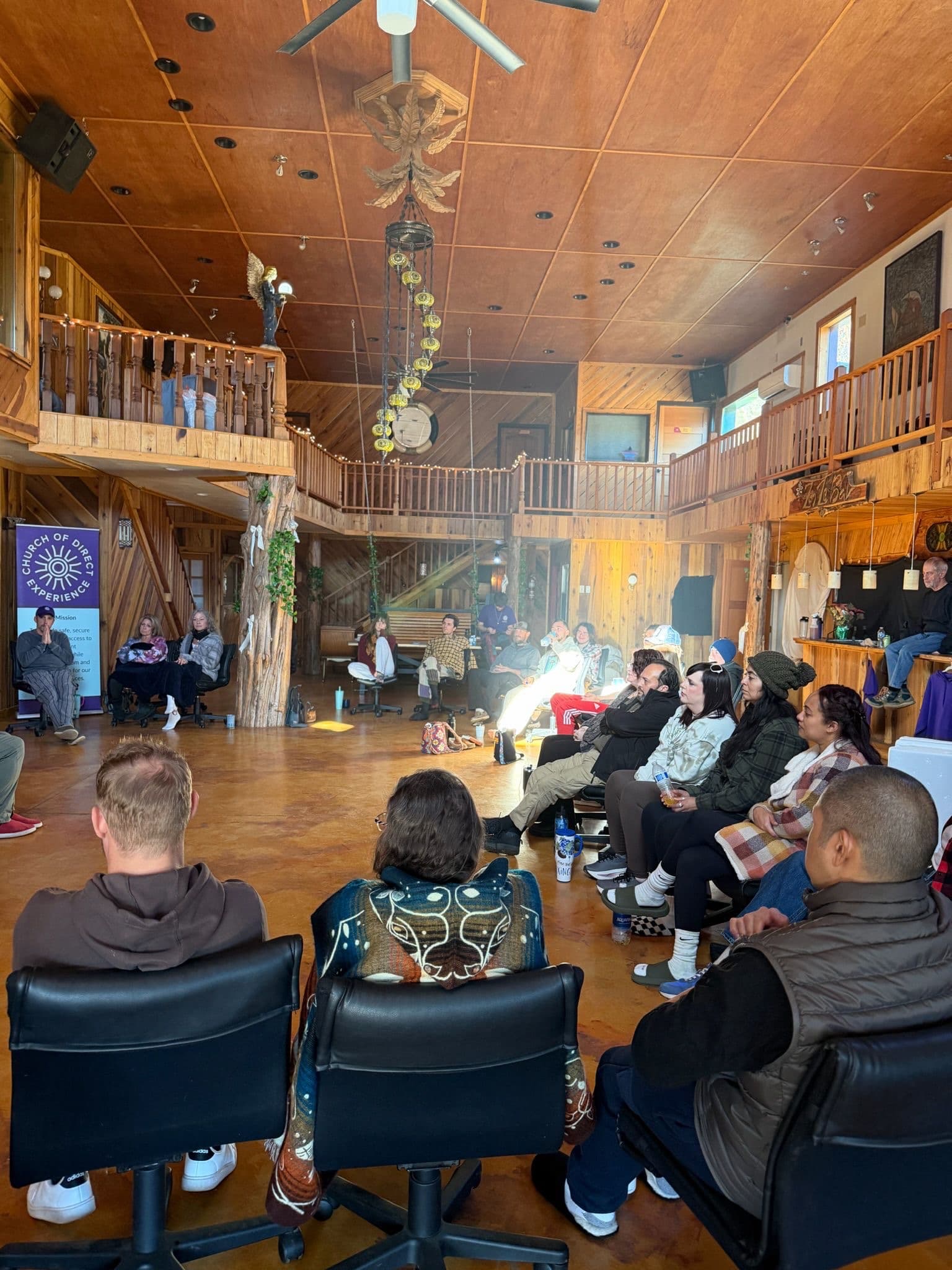 Lodge meeting wide shot